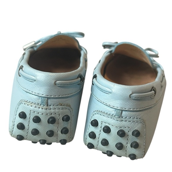 Tod’s Authentic Gommino Driving Shoes Light Blue Leather Loafers, Size 5.5 US - Picture 4 of 9